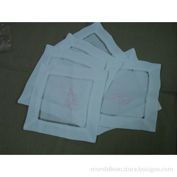 Monogrammed Linen Coaster Set in White Color (CA-004)